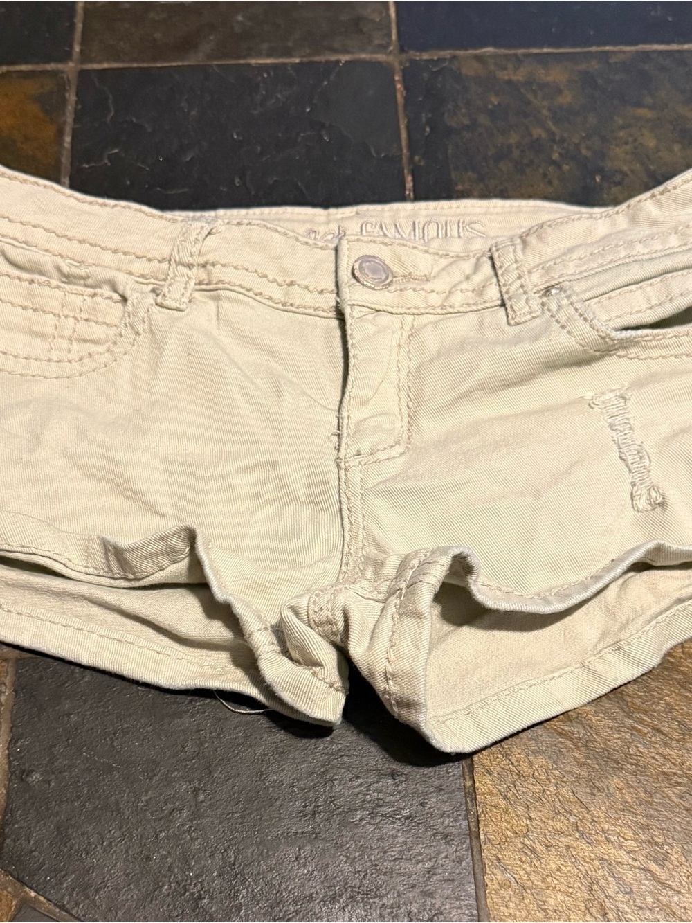 Almost Famous Cream/Cashew Low-Rise Denim Shorts